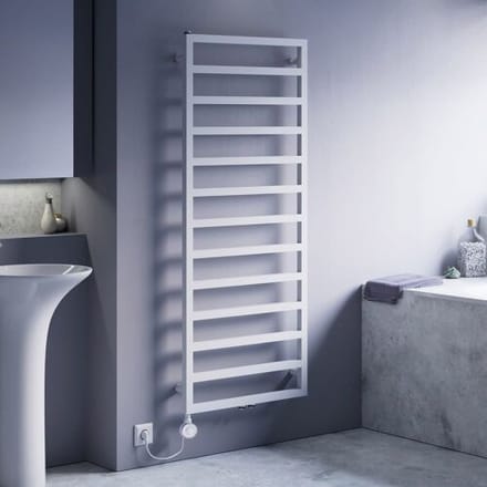 Megabad Profi Collection Quara E bathroom radiator 50 x 87 cm, purely electric, heating element type 3 left MBVEN870500WT3L
