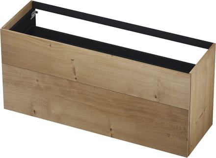 INK® wastafelonderkast 2 laden greeploos push to open fineer eiken 140x45x65cm, ash grey