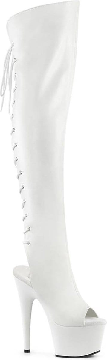 Pleaser - ADORE-3019 Plateau Overknee Laarzen - US 9 - 39 Shoes - Wit