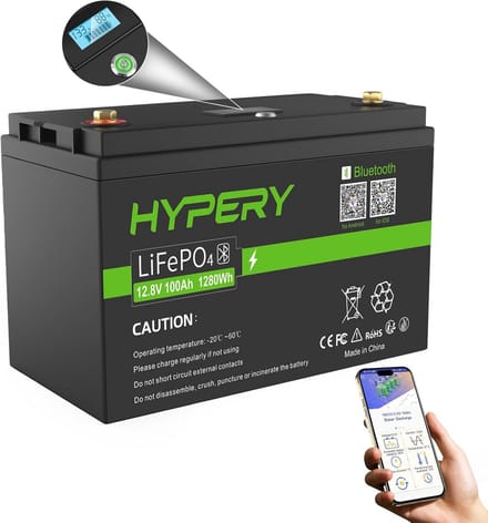 Krachtige 12V 100Ah LiFePO4 Accu met Bluetooth en LED Scherm