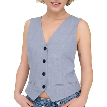 Regular fit gilet met enkelrijige knoopsluiting model 'LINDA'