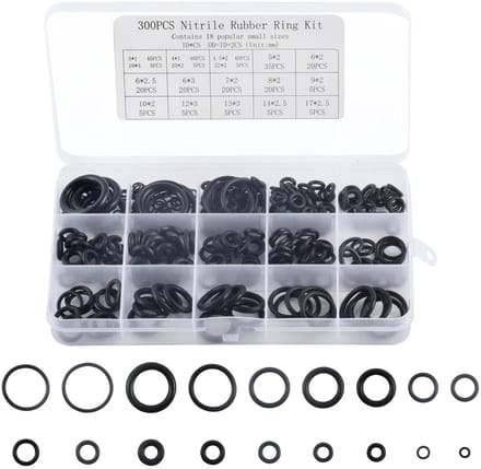 O-ringen assortimentsset van rubber - 300 stuks voor afdichting in sanitair en hydraulica
