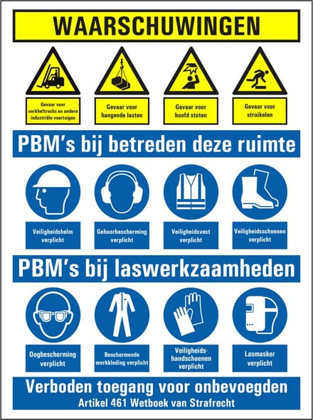 Veiligheidsinstructies bij laswerkzaamheden sticker 200 x 150 mm