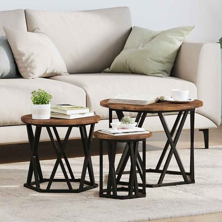 vidaXL - Nestende - Side - Table - 3 - st - Rook - Eiken - 53 - x - 53 - x - 40 - cm