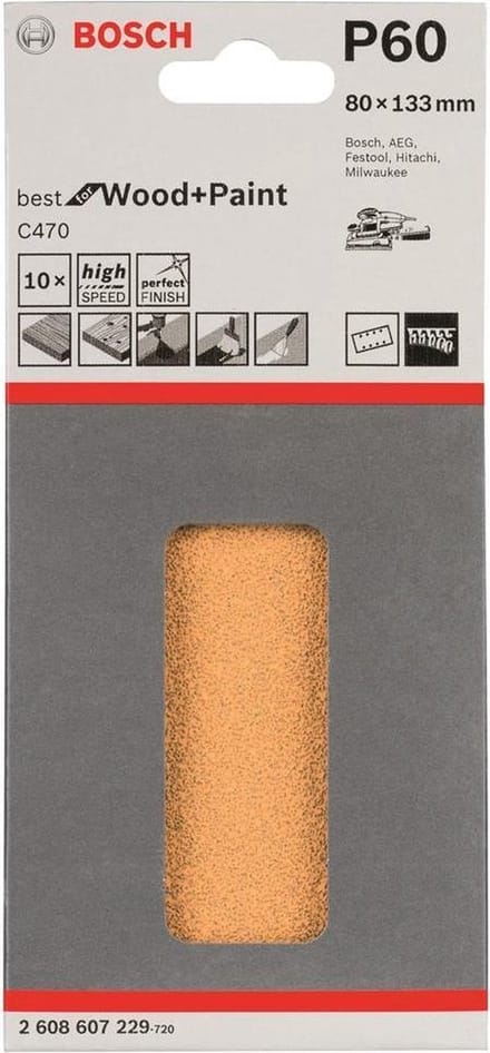Bosch - 10-delige schuurbladset 80 x 133 mm, 60