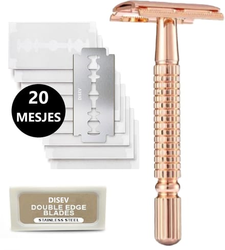 DISEV - Safety Razor Zwart - Scheermesjes - RVS - 20 Scheermesjes - Vrouwen & Mannen - Scheermes - Veiligheidsscheermes - Double Edge - Single Blade