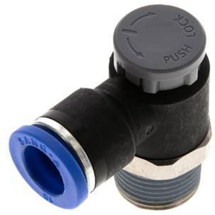 L-stuk Regelventiel 10 mm - R3/8'' Regeling-Uit Messing/Nylon Borgmoer
