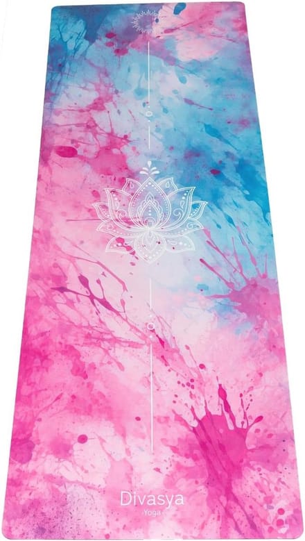Premium yogamat van natuurlijk rubber met zachte microvezel, antislip en extra dik