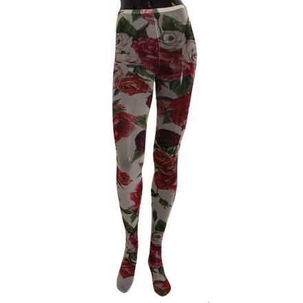 Dolce & Gabbana Dames Witte Bloemenprint Panty Nylon Kousen