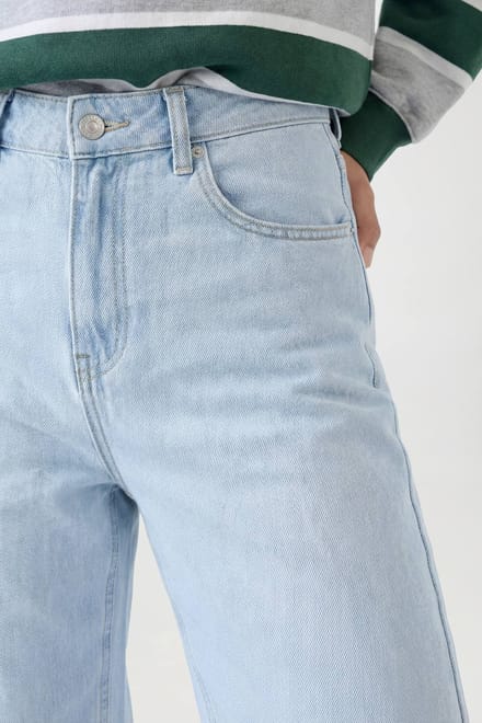 boohoo Dames Basics Hoge Taille Rechte Pijpen Jeans | Super Pale Wash | Maat: 6/32L