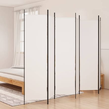 vidaXL - Kamerscherm - met - 6 - panelen - 300x200 - cm - stof - wit
