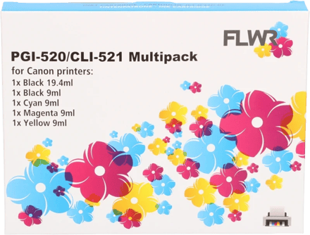 FLWR - Cartridges / Canon CLI-521 Multipack / zwart en kleur / Geschikt voor Canon