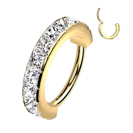 Piercing PVD facing vierkante CZ steen 1.2x10 - goud - LMPiercings