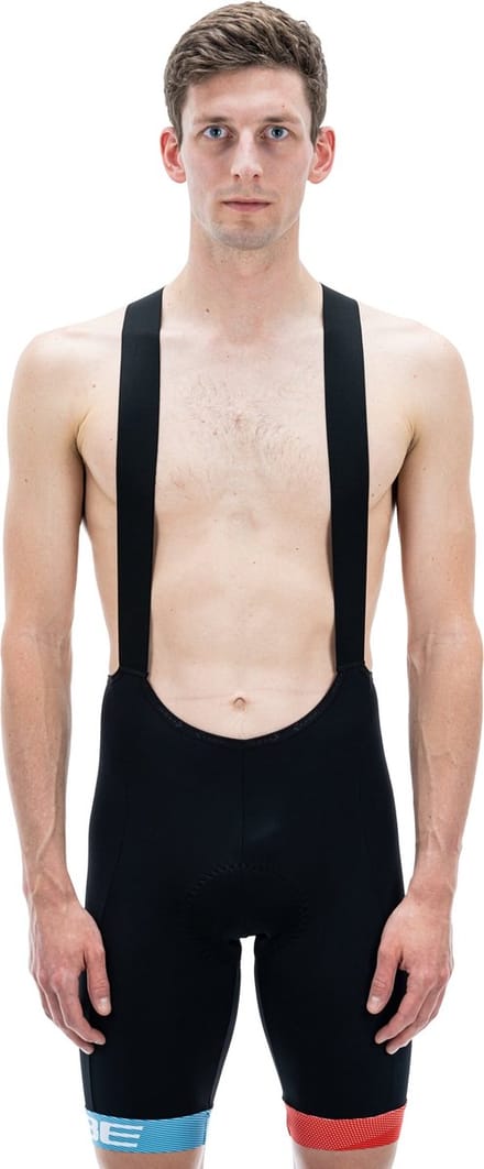 CUBE TEAMLINE BIB SHORTS BLACK/BLUE/RED M