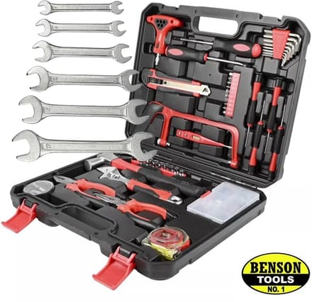Gereedschap Set 104 delig + Steeksleutels | in Koffer | Incl voltstick, pluggen, zaag e.d | BENSON