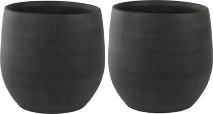 Ter Steege Plantenpot - Set van 2x stuks - moderne look - zwart - 36 x 32 cm