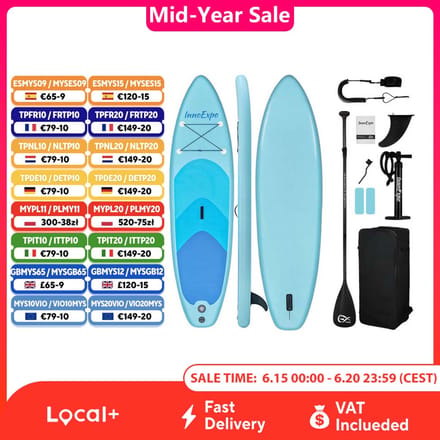 InnoExpo Stand Up Paddleboard Opblaasbaar Paddleboard Surf Sup Board Antislip Watersport Paddleboard met Accessoires