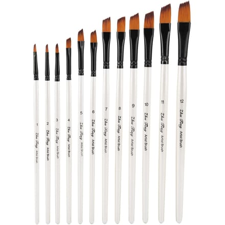 Ensemble de 12 stylos pinceaux de dessin Art Gouache Aquarelle Peinture à l'huile Outils (02) white