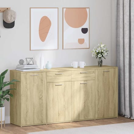 vidaXL - Dressoir - 160x36x75 - cm - bewerkt - hout - sonoma - eikenkleurig