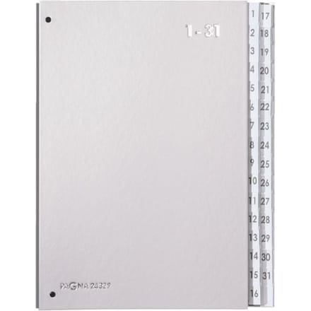 PAGNA sorteermap Silver, voor A4, 1 - 31, 32 waaiers, zilver metallic