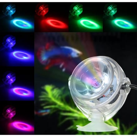 Projecteur LED étanche pour Aquarium, lumière Submersible, conception de lentille convexe avec ventouse pour Aquarium Blue blue
