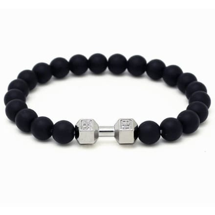 Memphis kralen armband Onyx Dumbbell Zilverkleurig