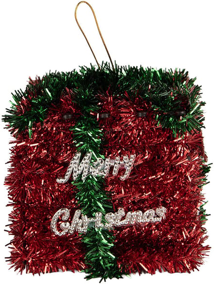 Clayre & Eef Kersthanger Cadeau 9x9x10 cm Rood Kunststof