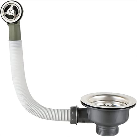 RVS afvoerset voor spoelbak 110mm met overloop en 1½" mandzeef - Duurzaam en functioneel