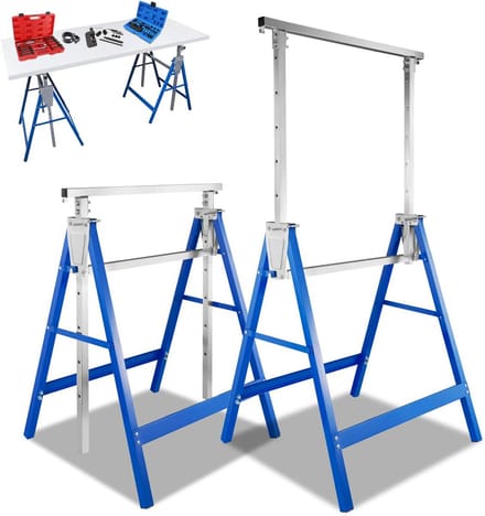 Set van 2 Steigerbokken, 200 kg Draagvermogen, In Hoogte Verstelbaar 81-130 cm, Opvouwbaar