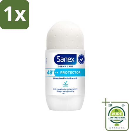 1 x Sanex – Deodorant Roller – Dermo Protector – 53 ml - Deodorant Roller - Huidbescherming - Zweetbehandeling - Geurvervoeging - Mineralen