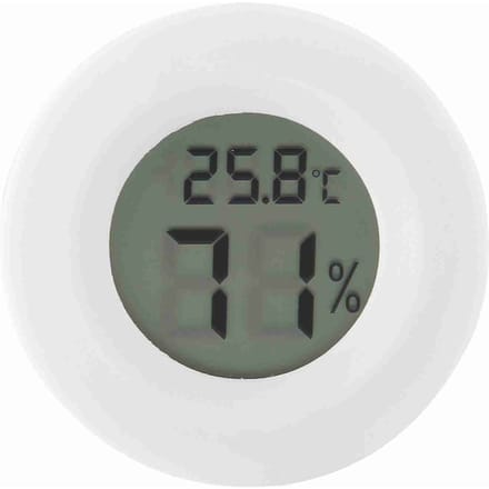 Mini thermomètre hygromètre numérique LCD de forme ronde pour reptiles blanc