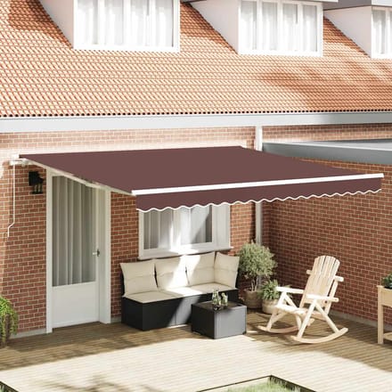 vidaXL - Luifel - handmatig - uittrekbaar - 400x300 - cm - bruin