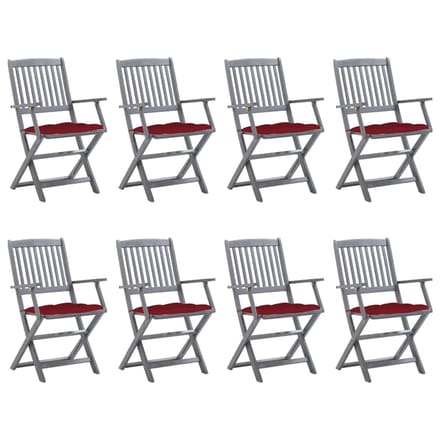 vidaXL - Inklapbare - stoelen - 8 - st - met - kussens - massief - acaciahout