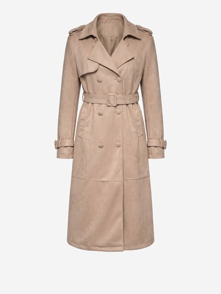 OMBRE Trenchcoat - Lange Mouw - Knopen - Effen Beige M