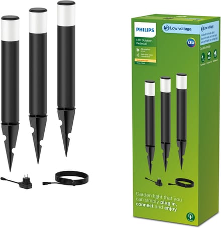 Philips GardenLink Purex 24V sokkellamp met spies - zwart - set van 3
