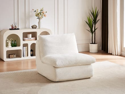 Vente-unique Fauteuil in ivoorwitte gestructureerde stof LOLEVA