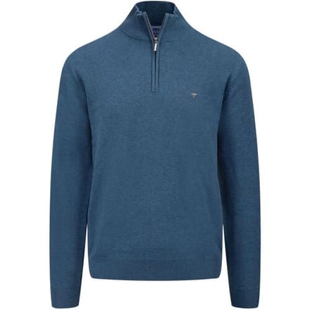Fynch-Hatton Trui Troyer-Zip Superfine Cotton Azure / male
