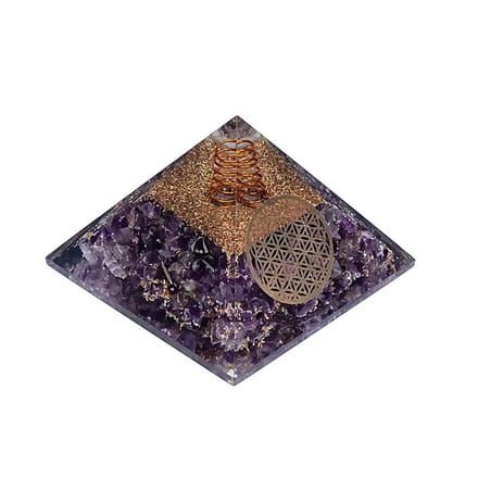 Yogi & Yogini - Orgoniet Amethist Bloem des Levens - KLEIN FORMAAT - 7x7x6 cm