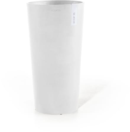 Ecopots Amsterdam Mid High 66 - Pure White - Ø34 x H66 cm - Ronde witte bloempot