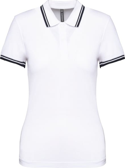 Kariban Gestreepte damespolo korte mouwen K273 - White / Navy - S