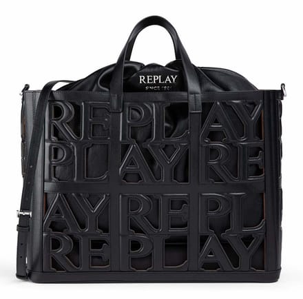 REPLAY handtas schoudertas Handbag Black + Cambridge Brown zwart