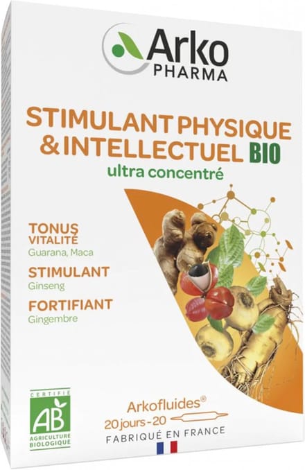 Arkopharma Arkofluides Stimulant Physique et Intellectuel Bio 20 Ampullen