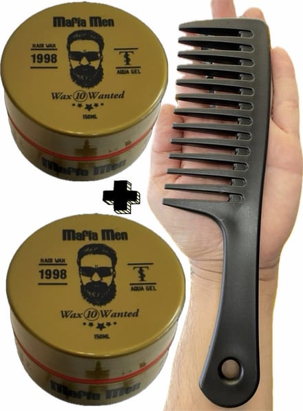 2 Wax + Gratis Kam pack! Mafia Men Haarwax 10 Wanted (300 ml)