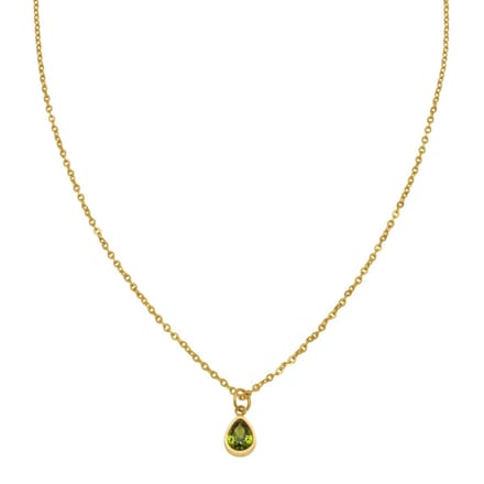 Essenza Light Green Drop Charm Necklace Gold