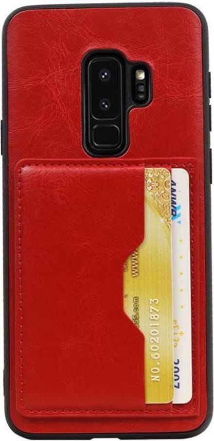 Rood Staand Back Cover 2 Pasjes Hoesje voor Samsung Galaxy S9 Plus