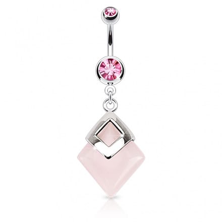 Navelpiercing half edelsteen hanger - Rose Quarts - LMPiercings