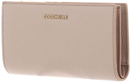 COCCINELLE Leren Portemonnee Metallic Soft Wallet Rosette Oud roze
