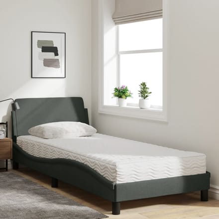 vidaXL - Bed - met - matras - "Dover" - stof - donkergrijs - 80x200 - cm