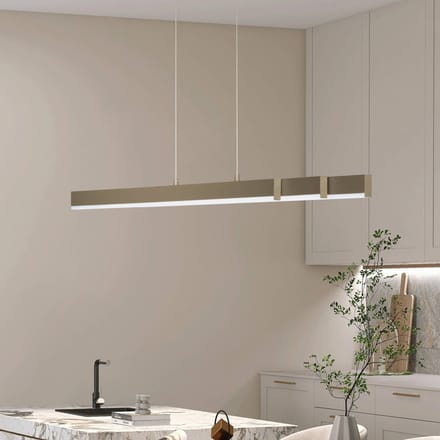 FISCHER & HONSEL LED hanglamp Vayana, greige, lengte 189 cm, CCT-touchdimmer