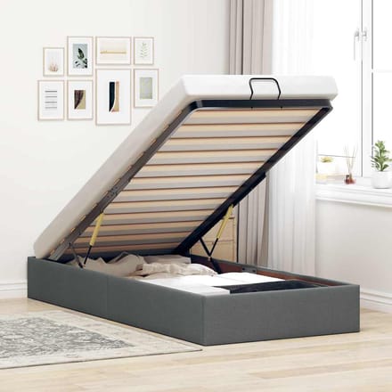 vidaXL - Bedframe - zonder - matras - 100x200 - cm - stof - donkergrijs